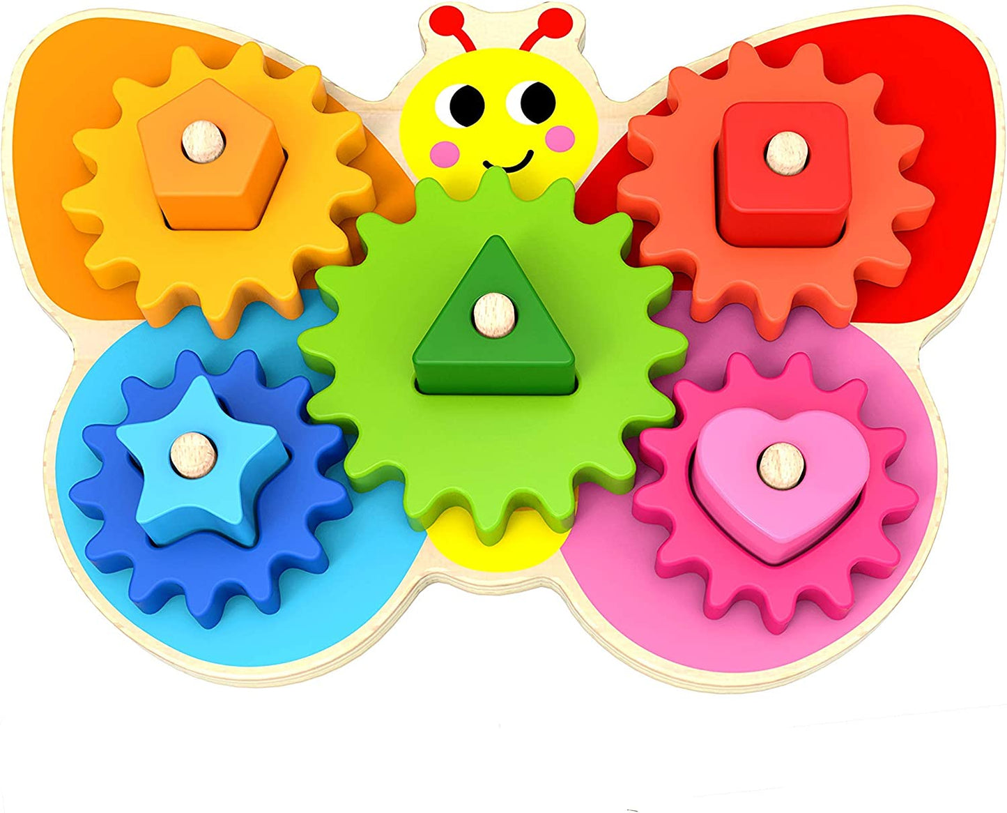 Wooden Toys - Montessori Toys for 2 Year Old Girls and Boys - Toddler Puzzles - Shape Sorting Matching Gear Game - Educational Toddler Toys Age 2-3 - Develops Fine Motor Skills - Toddler Sensory Toys