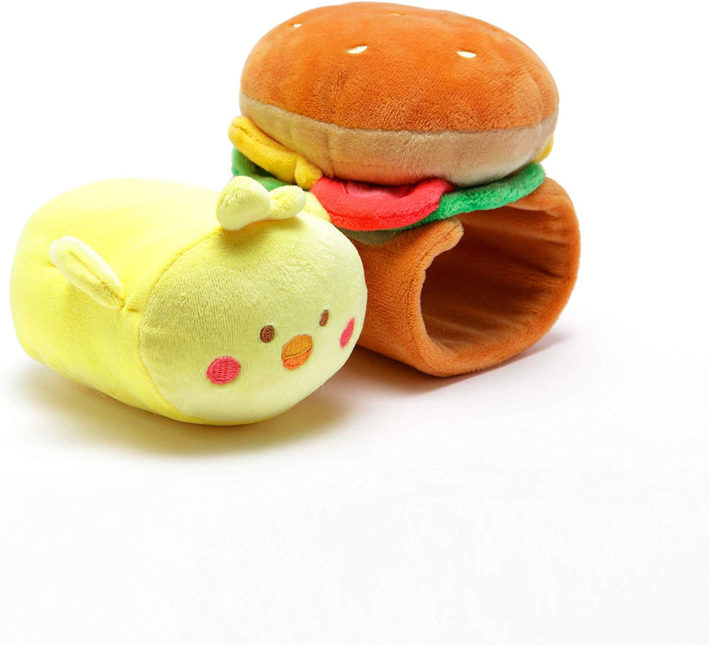 Anirollz Chickiroll Plush in Burger Outfitz – Kawaii Stuffed Animal with Removable Costume – Cute Squishy Plush Toy Gift for Girls & Kids