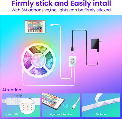 GUPUP 50 FT LED Strip Lights,Bluetooth LED Lighting for Bedroom, Color Changing Light Strip with Music Sync, Phone Controller and IR Remote(App+Remote +Mic)