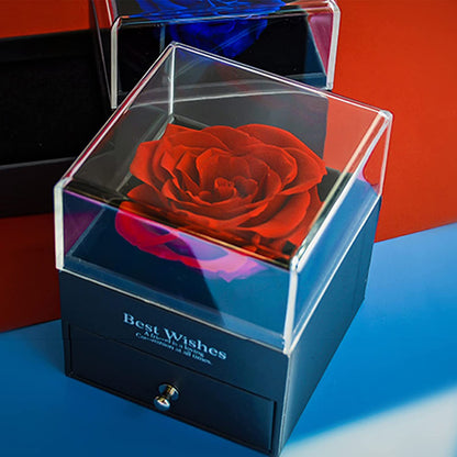 Forever Red Rose Gift Box with Necklace - Real Eternal Rose with 925 Sterling Silver Women Necklace Inside,Enchanted Real Rose Flower for Valentine'S Day Anniversary Wedding Romantic Gifts for Her.
