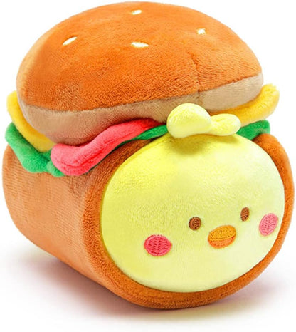 Anirollz Chickiroll Plush in Burger Outfitz – Kawaii Stuffed Animal with Removable Costume – Cute Squishy Plush Toy Gift for Girls & Kids