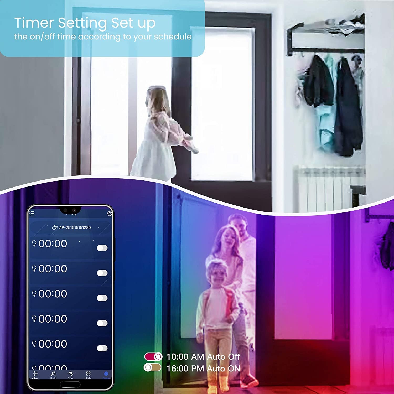 GUPUP 50 FT LED Strip Lights,Bluetooth LED Lighting for Bedroom, Color Changing Light Strip with Music Sync, Phone Controller and IR Remote(App+Remote +Mic)