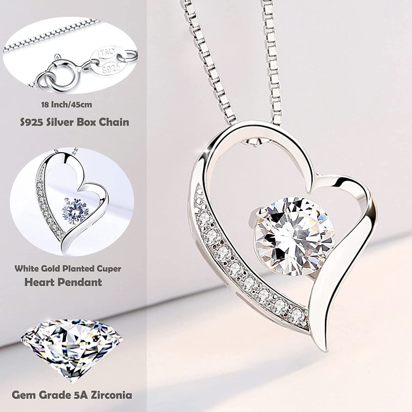 Forever Red Rose Gift Box with Necklace - Real Eternal Rose with 925 Sterling Silver Women Necklace Inside,Enchanted Real Rose Flower for Valentine'S Day Anniversary Wedding Romantic Gifts for Her.