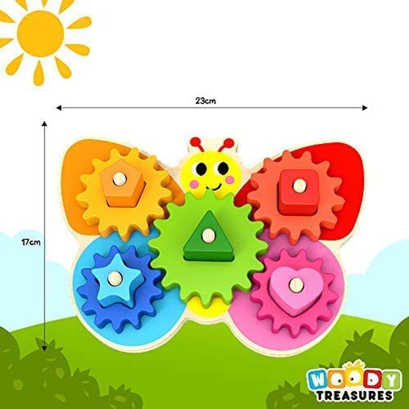 Wooden Toys - Montessori Toys for 2 Year Old Girls and Boys - Toddler Puzzles - Shape Sorting Matching Gear Game - Educational Toddler Toys Age 2-3 - Develops Fine Motor Skills - Toddler Sensory Toys