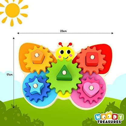 Wooden Toys - Montessori Toys for 2 Year Old Girls and Boys - Toddler Puzzles - Shape Sorting Matching Gear Game - Educational Toddler Toys Age 2-3 - Develops Fine Motor Skills - Toddler Sensory Toys