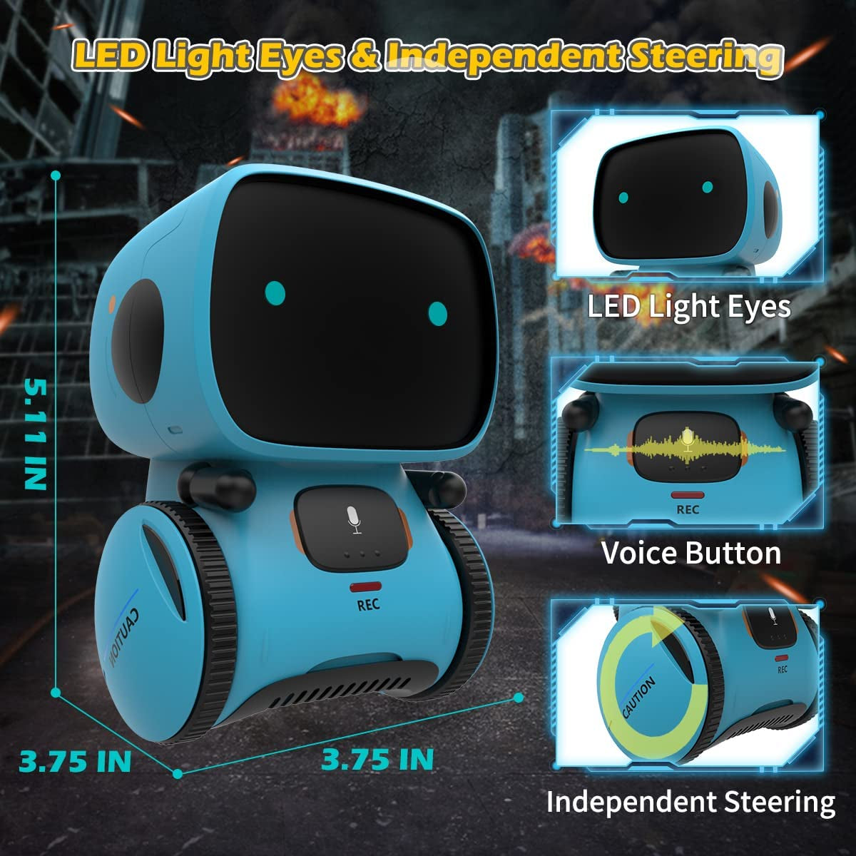 Kaekid Robots for Kids, Interactive Smart Robotic with Touch Sensor, Voice Control, Speech Recognition, Singing, Dancing, Repeating and Recording, Robot Toy for 3 4 5 6 7 8 Year Old Boys Girls