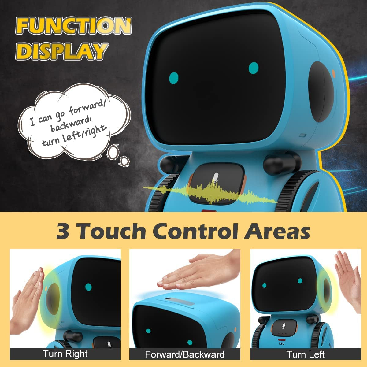 Kaekid Robots for Kids, Interactive Smart Robotic with Touch Sensor, Voice Control, Speech Recognition, Singing, Dancing, Repeating and Recording, Robot Toy for 3 4 5 6 7 8 Year Old Boys Girls