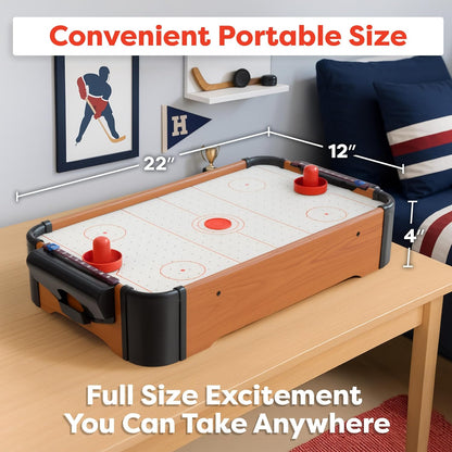 Air Hockey Table Mini Arcade Game - 22-Inch Tabletop Board Game for Girls and Boys, Battery-Operated, and Includes Puck and Paddles by Hey Play